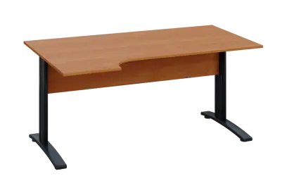 ERK 28 - 164 stůl kancelářský, rohový, levý, kovová podnož černá, deska 25 mm, široký 1600 mm, olše jantar